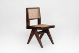 Pierre Jeanneret (1896 - 1967), Geneva, Schwitzerland.  The classic Student Chair from the Srelle Collection, made for the Punjab University, Chandigarh, India. Materials Used: Teak (origin: natural forests in Northern India) and natural cane.  Design Period: Mid 1950s. Wood chair, mid-century design. Danish design sale. 
